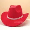 Sombrero de Lana de Mezclilla Nuevo Transfronterizo Sombrero Vaquero Occidental de Piel con Diamantes Sombrero Jazz para Pareja de Hombres y Mujeres Cuatro Filas de Perlas