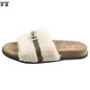 Em estoque~ Chinelos Birkenstock grossos estilo 'old money' vintage para mulheres, adequados para usar com saias, sandálias de dedo abertas peludas de enfiar