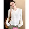 Precioso Cárdigan de Punto con Cuello Redondo de Encaje para Mujer, Nuevo Estilo Verano 2026 Delgado de Seda de Hielo Protector Solar para Mujer