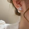 Pendientes de lujo con microcircón brillante y perla de Saturno de alta gama, con aguja plateada, dos pendientes delanteros y traseros para mujer.