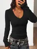 Wish Transfronterizo Suéter de punto trenzado de manga larga para mujer, ajuste slim, cuello en V, primavera/otoño, europeo y americano, versátil, chica hot, en stock