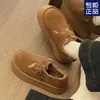 Calce fácil com forro de fleece Quente Novo Inverno 2024 Confortável Preguiçoso Sapatos de Algodão Plataforma Aumentada Retro Sapatos Burkenneth para Mulheres