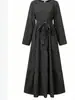 Primavera 2026 Temperamento Casual para o Trabalho Plus Size Roupas Femininas Estampa de Bolinhas Manga Longa Gola Redonda Bainha Larga Vestido Transfronteiriço