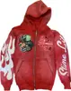 Sudadera con capucha de marca nueva y de moda para hombre 2025, Chaqueta con cremallera estampada estilo callejero americano para primavera y otoño, Ropa exterior de moda hip-hop holgada