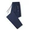 Pantalones Negros de Secado Rápido al por Mayor, Pantalones de Seda Helada, Pantalones Casuales Delgados de Verano, Pantalones Deportivos Sueltos Elásticos Tipo Jogger de Talla Grande
