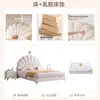 Cama de Luxo Leve Moderna Simples Quarto Principal Estilo Creme Cama de Tecido Tecnológico Cama de Celebridade da Internet Pétala Cama de Menina Princesa