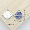 Acessórios para joias DIY céu estrelado azul lua estrelas liga gota de óleo pulseira brincos pequeno pingente pingente chaveiro