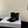Botas Slip-On Quadradas de Verão da Moda com Aumento Oculto de Altura e Zíper Traseiro, Botas de Cano Curto Romanas Estilo Francês