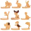 Soporte Creativo para Teléfono Móvil de Madera Maciza Personalizado Adornos Decorativos de Dibujos Animados de Animales Regalo de Cumpleaños Artefacto Perezoso para Drama en la Mesita de Noche