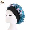 Gorro redondo de ala ancha elástico estampado satinado gorro de ducha gorro de noche tipo seda gorro para el cuidado del cabello TJM-301A