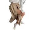 Calça-Saia Slimming de Cor Sólida com Fenda Lateral Elástica no Cintura, Designer de Nicho, Em Estoque