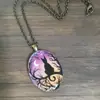 Colgante de Gato Noche Estrellada de Color Otoñal de Resina de Comercio Exterior, Joyería Única de Vidrio Pintada a Mano, Regalo de Halloween
