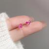 Nalan Plata de ley S925 Diamante rosa Exquisitos Encantadores aretes de botón estilo ins corazón de niña estudiante aretes de mujer M03265