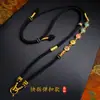 Colgante de Cuerda para Thangka del Dios de la Riqueza de Cinco Vías Hecho a Mano Antiguo Hilo de Ocho Hilos Amuleto de Buda Colgante de Jade Carpa Candado de Oro de Una Oreja con Cuerda