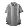 Camisa polo de punto jacquard texturizado suelta estilo americano, nueva de verano 2026 para hombre, top tipo camiseta simple estilo old money
