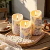 Luces de Velas Electrónicas Impresas en Azul y Blanco Más Vendidas Transfronterizas Luces LED de Plástico Falsas Velas Simuladas Luces Decorativas de Navidad