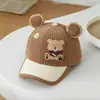 Gorra de béisbol infantil de dibujos animados con etiqueta de cuero, súper linda, gorra de béisbol infantil cálida de pana para otoño e invierno 2026