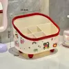 Caixa de armazenamento de mesa multifuncional para cosméticos, batom, organizador de seis compartimentos, dormitório, mesa de escritório, porta-canetas de papelaria