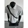 Nova Camisa Polo de Cor Sólida de Alta Qualidade para Homens com Design de Zíper de Estrela, Corte Solto, Camiseta de Manga Curta Tamanho Grande
