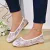 Zapatos de malla transpirable de un solo color 2026 otoño nuevo comercio exterior europeo y americano talla grande punta redonda cuña zapatos de malla de un solo color zapatos de conducción para mujer