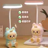 Lámpara de Mesa de Dibujos Animados Labubu para Dormitorio, Escritorio, Mesita de Noche, Carga USB, Habitación Infantil, Luz Nocturna para Dormir, Regalo para Eventos