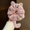 Fofo Gatinho de Pelúcia com Estampa de Leopardo, Elástico de Cabelo para Meninas, Outono e Inverno, Corda de Cabelo Versátil com Estampa de Leopardo, Acessório de Cabelo Estilo Novo