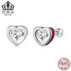 Efule Pendientes de Moda Europeos y Americanos Más Vendidos de Plata de Ley s925 Forma de Corazón Simple Forma de Corazón Circona Forma de Gota de Aceite Pendientes Pendientes