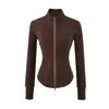 Moletom Esportivo de Yoga com Zíper Duplo e Manga Longa Outono e Inverno Novo Versátil Slim Fit Barra Curva Top Casual para Mulheres