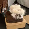Botas de Nieve Retro Versátiles de Invierno para Mujer 2026 Nuevo Estilo Botas de Algodón con Suelas Gruesas, Peludas, Forradas de Lana, Engrosadas, Zapatos de Algodón Grandes Cálidos