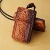 Madeira Fulminada com Padrões de Trovão, Pingente Dupla Face com Caracteres Auspiciosos e Protetores, Ferramenta Ritualística Taoísta Feita de Madeira de Pessegueiro Fulminada