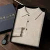 Tricô de Cashmere Liso Masculino Gola Polo Alta Qualidade Versátil Casual Solto Manga Longa Suéter de Tricô