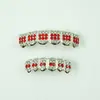 Conjunto de Grillz Hip Hop Colorido da Moda com Strass Ajustável Personalizado Dentes Falsos Acessórios Brilhantes para Palco de Rap Europeu e Americano