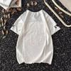 Camiseta Esportiva de Manga Curta Respirável com Malha de Contraste Love para Homens e Mulheres Verão Streetwear Americano Solta Casual Versátil t