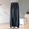 Jeans rectos de cintura alta retro para mujer, nuevo estilo otoño 2026, pantalones anchos adelgazantes con efecto de caída, adecuados para personas petite, pantalones largos para el trabajo