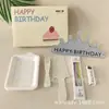 Caja de Regalo para Cuchillo y Tenedor de Pastel juego Cuchillo y Tenedor Desechables Plato Vajilla Caja de Regalo Plato Biodegradable Sombrero de Cumpleaños Cuchillo para Velas