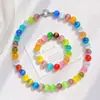 Pulsera y collar de alta calidad con piedras artificiales de ojo de gato en colores primaverales