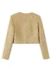 Marca Z Comercio Exterior Transfronterizo Stock Listo Ropa de Mujer Temporada Primavera 2026 Chaqueta Corta con Hombreras y Diseño de Hilo Metálico