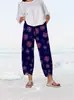 2026 Novo Modelo Temu Amazon Site Independente Transfronteiriço Estampa Digital 3D Calça Cropped Casual para Mulheres Elasticidade nas Quatro Direções Verão