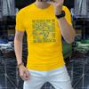 Estação Europeia 2024 Verão Nova Marca de Moda Masculina Perfuração a Quente de Manga Curta All-match Casual Juvenil Masculino Camiseta Slim-fit Meia Manga Longa