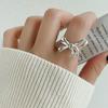 Anel Versátil de Prata Esterlina 2026 com Laço e Pérolas para Mulheres, Anel de Moda Minimalista Tendência Personalidade Luxo Leve Estilo Coreano
