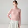 Suéter de cachemira de una pieza sin costuras de cuello alto para mujer, suave y acogedor, jersey de punto holgado de cuello alto, suéter base