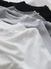 Camiseta de Algodón Tencel para Mujer con Mangas a Media Longitud, Hombros Rectos, Cuello Redondo Suave, Manga Corta Ajustada, Camiseta Básica para Otoño