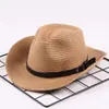 Chapéu de palha infantil feito à mão chapéu de cavaleiro verão chapéu de palha jeans ocidental chapéu de palha para bebê chapéu de praia chapéu de sol para pais e filhos