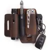 Capa Multifuncional de Couro PU para Cinto Masculino, Bolsa de Armazenamento de Bolso EDC, Capa com Porta-Canetas, Chaveiro, Capa para Lanterna, Bolsa de Couro EDC
