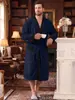 Amazon Ropa de Baño Casual de Felpa Espiga Americana Europea con Doble Bolsillo Bata de Baño Hotel Resort Cinturón de Corbata Bata Larga Ropa de Casa