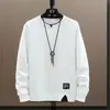 Sudadera de cuello redondo para hombre para primavera y otoño, resistente, sin capucha, de manga larga, elegante y duradera, camiseta básica para hombre, ropa de estudiante