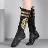 Botas Mongolianas de Cuero Genuino Botas de Baile Primavera Nuevo Zapatos de Fitness de Suela Blanda Zapatos para Caminar para Hombre y Mujer Zapatos para Baile Cuadrado