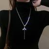 Cadena de Suéter de Cola de Pez con Circonita de Gama Alta para Mujer, Sentido de Gama Alta, Larga, Atmosférica, Accesorios de Gama Alta, Collar para Suéter, Lujo Ligero, Nicho