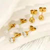 Pendientes de Acero de Titanio Acero Perla Zirconia Cuentas de Acero Transfronterizos para Mujer Nicho Europeo y Americano Versátiles Lujo Ligero Pendientes de Gama Alta Venta al por Mayor