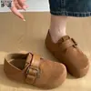 Sapatos Birkenstock-Style de Couro Genuíno com Solado Macio e Cobertura Total com Aumento de Altura Oculto, Confortáveis para Mulheres, Loafers de Calçar, Sapatos Baixos de Uso Duplo